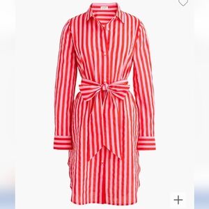 NWT J. CREW Beach Shirtdress Red And Pink